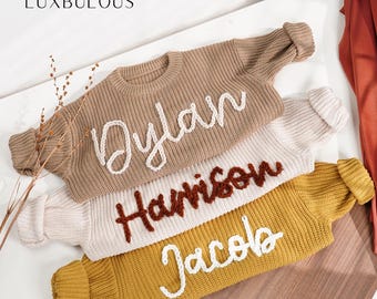 Personalized Christmas Baby Sweater, Baby Clothing, Toddler Name Sweater, Santa Jumper for Kid, Holiday Gift, Kid Birthday Gift, Kid Wear-DE