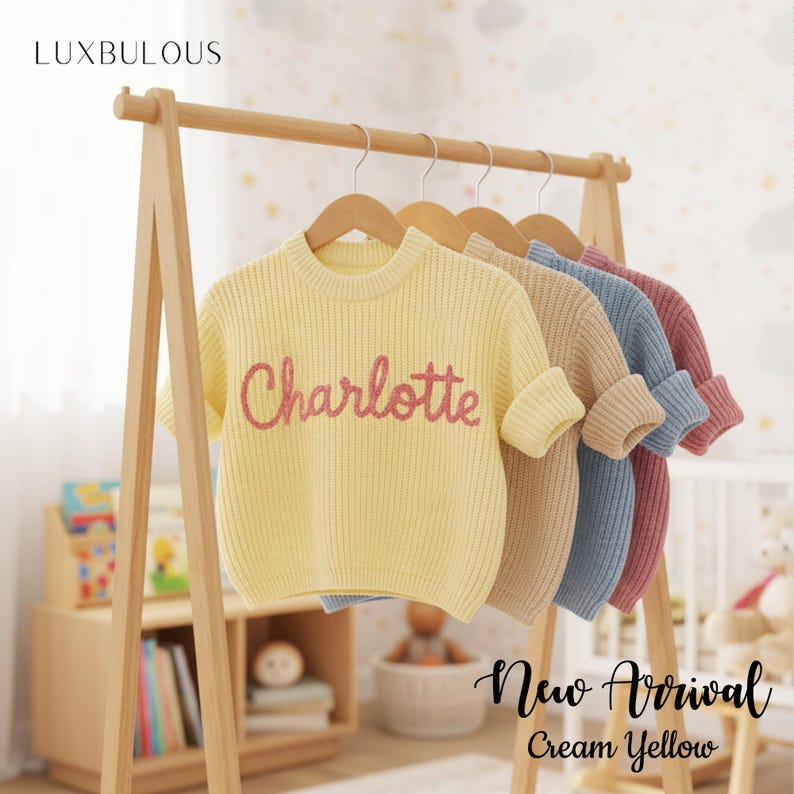 Personalized Kids Jumper, Kids Sweater, Kids Sweatshirt, Baby Jumper, Toddler Name Jumper, Kids Embroidered Jumper, Baby Shower Gifts image 2