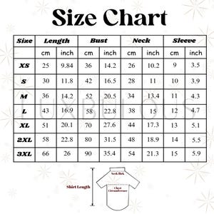 Pode incluir: Uma tabela de tamanhos com medidas em cent&iacute;metros e polegadas. A tabela inclui tamanhos de XS a 3XL, detalhando medidas de comprimento, busto, pesco&ccedil;o e manga. Um diagrama ilustra onde medir a camisa.