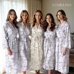 Personalized Floral Women Robes, Wedding Morning Gown, Bridal Robes, Bridesmaid Robe, Maid of Honour Gift, Extra Long Robes, Gift for Her