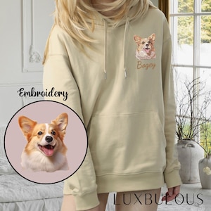 Custom Embroidered Pet Hoodie, Pet Sweater, Dog Hoodie, Pet Portrait, Unisex Hoodie, Pet Sweatshirt, Pet Memorial Gifts, Pet Lover Gift