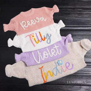 Personalized Baby Knit Sweater, Hand Embroidered Baby Name Sweater, First Christmas Gift, Toddler Gift, Sweater with Name, Kid Birthday Gift