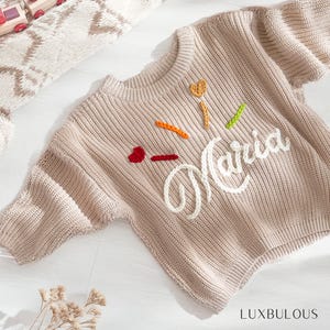 Personalized Hand Embroidered Baby Jumper, Baby Shower Gifts, Toddler Sweater, Kids Jumper with Name, Kids Birthday Gifts, Gift for Baby