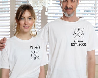 Camisa de padre personalizada, camiseta de papá, regalos del día del padre, regalos de hija, cumpleaños de papá, regalos para padre, camiseta de papá bordado