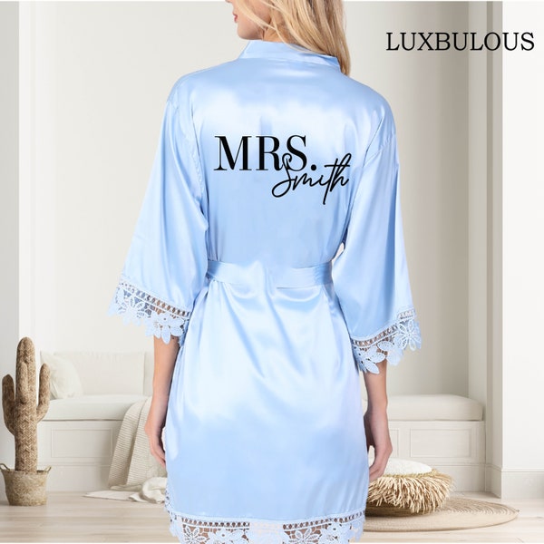 Personalized Satin Lace Bridesmaid Robes, Wedding Gift, Bridal Party Robes, Bridal Robe, Bridesmaid Gift, Gift for Her