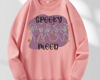 Sudaderas personalizadas Spooky Mood, camisas gráficas Spooky Mood, camisetas personalizadas Witchy, camisas personalizadas DIY, camisas de escuadrón de Halloween