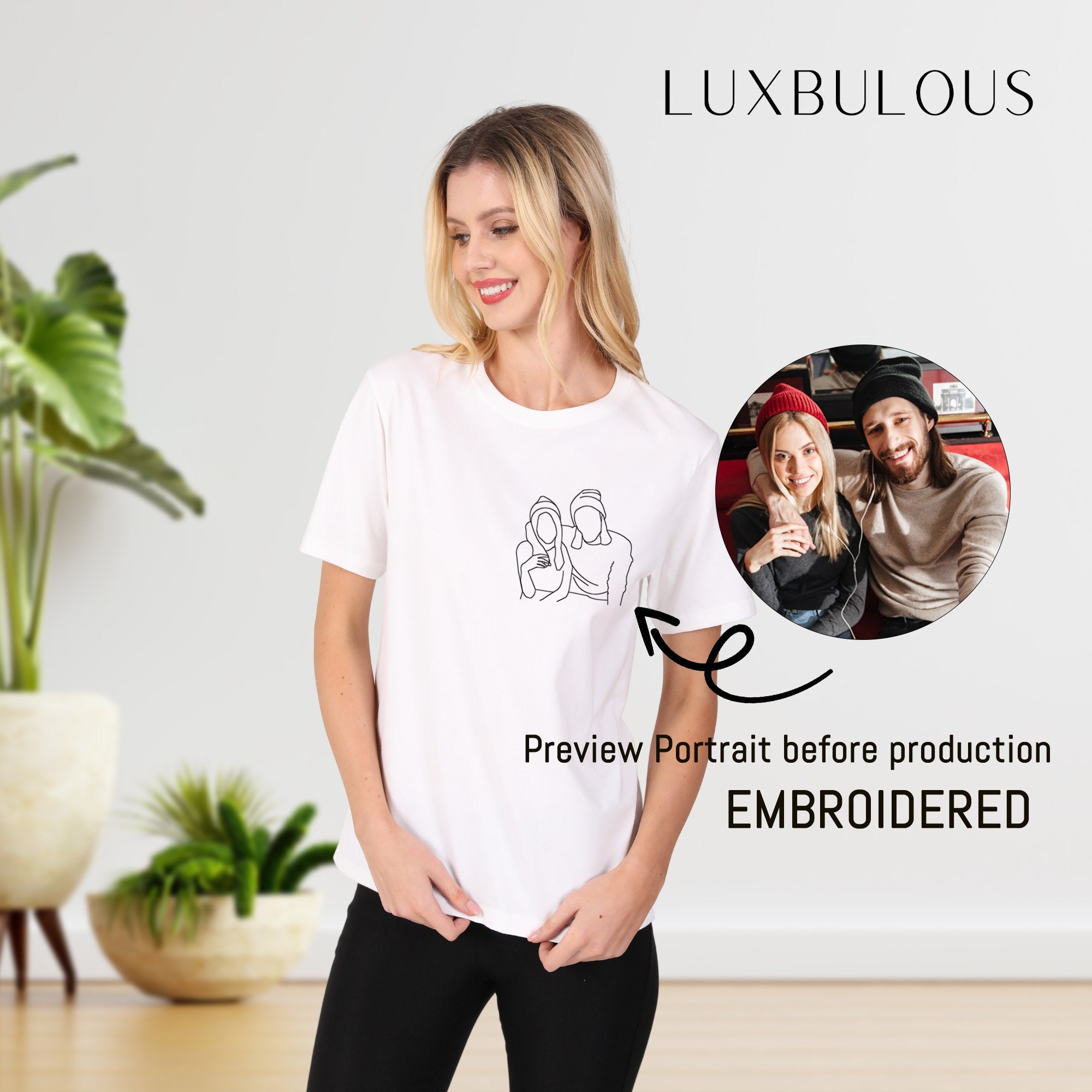 Discover Portrait Personnalisé T-Shirt Brodé Personnalisé