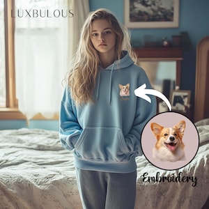 Personalized Embroidered Hoodie, Pet Lover Gift, Dog portrait, Birthday Gift, Christmas Gift,Pet Memorial Hoodie, Unisex Sweater, Cat Hoodie