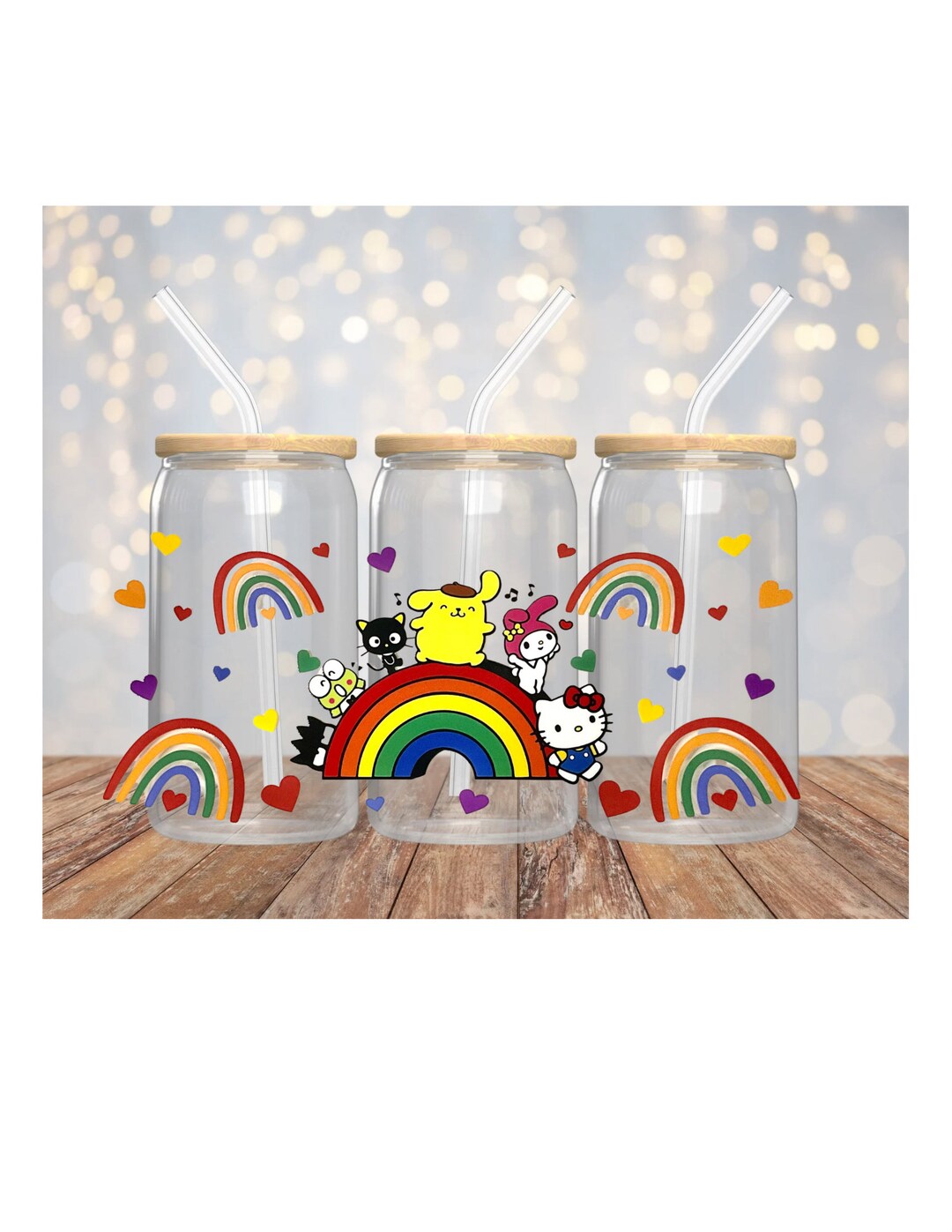 UV Dtf | Glass Can Wrap | Libbey Glass Wrap| Rainbow Friends - Etsy