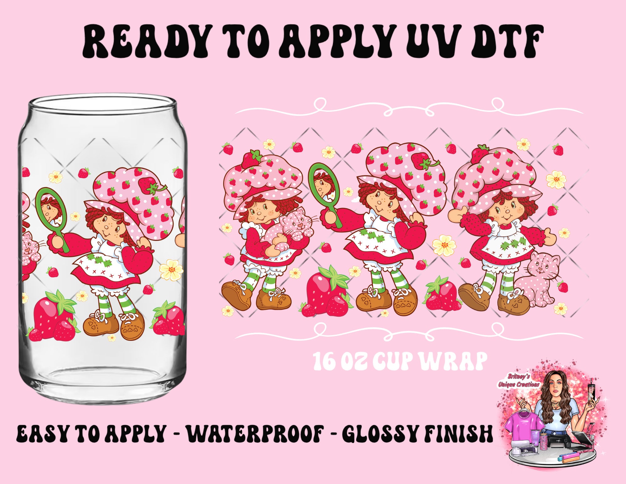 Concha Candy Hearts 16oz Valentine UV DTF Cup Wrap Ready to Apply No Heat  Permanent Adhesive No Weeding Waterproof 