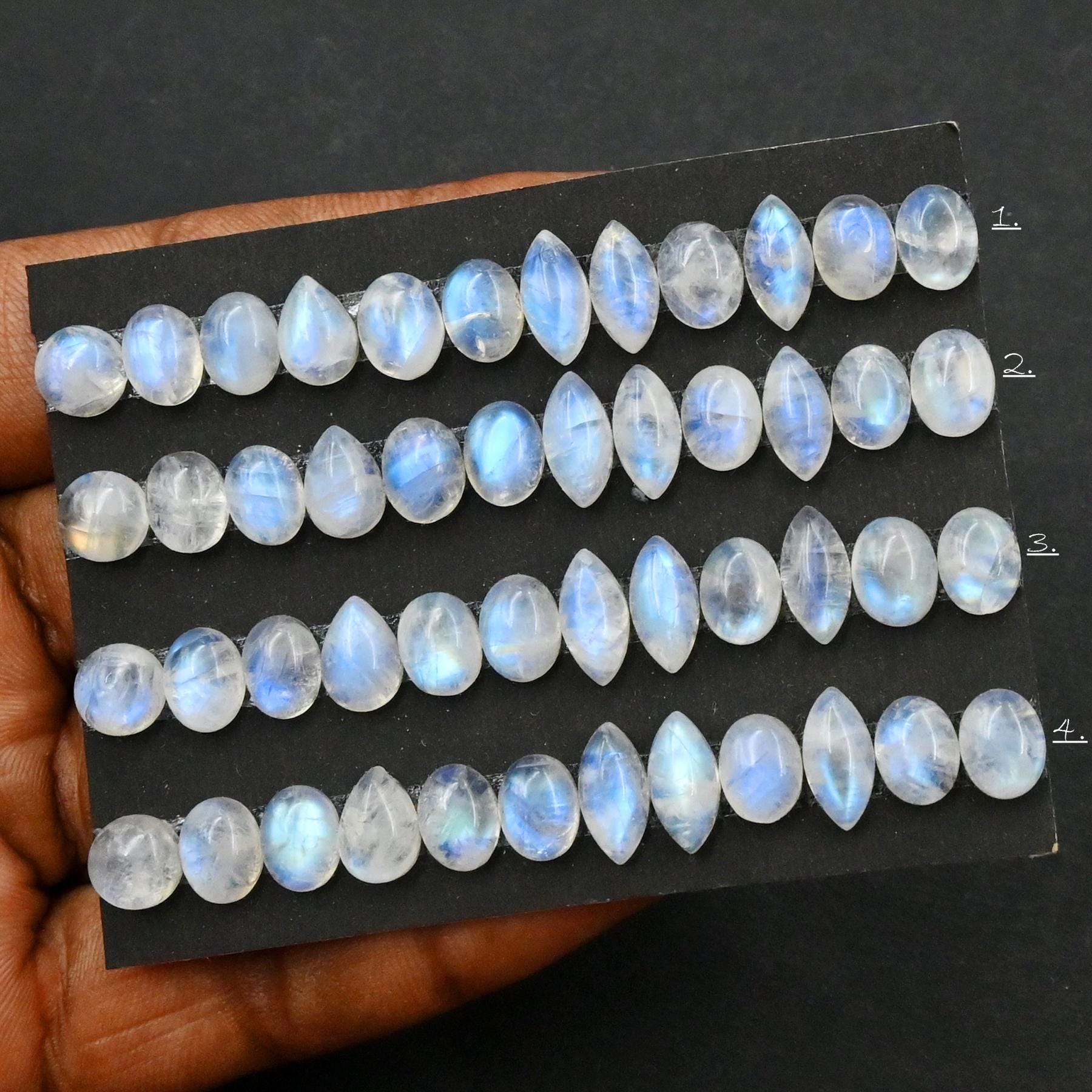 Rainbow Moonstone Cabochons: Mixed Shape Gemstone, 8-11mm