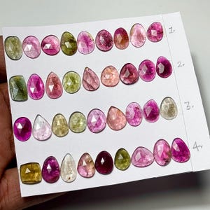 Multi Tourmaline Rosecut Flat Back Gemstone: Natural Rose Cut Cabochons for Jewelry Setting