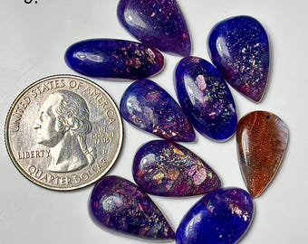 Bloodshot Iolite Smooth Cabochon Lot : Natural Flatback Loose Gemstones for Jewelry Making