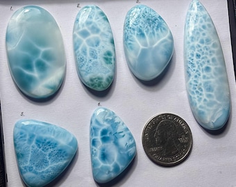 Larimar Smooth Cabochons : Natural Mixed Shape Loose Gemstone for Jewelry Making