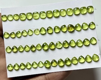 Peridot Smooth Cabochons: Natural Flatback Loose Gemstone For Jewelry Making