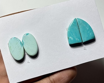 Turquoise cabochons van Hubei: gladde edelsteenparen voor het maken van sieraden (mixvorm 19 mm - 22 mm)
