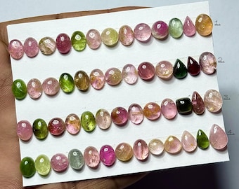 Natural Multi Tourmaline Cabochons, Mixed Shape Gemstone for Jewelry Making