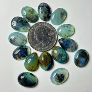 Cabochão de Opala Peruana: Pedra preciosa lisa para fabricação de joias (formato misto de 11 x 14-11 x 16 mm)