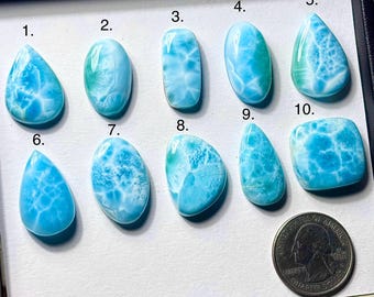 Natural Larimar Smooth Cabochons : Larimar Loose Gemstone Size 21mm-25mm Mixed Shape For Jewelry Making