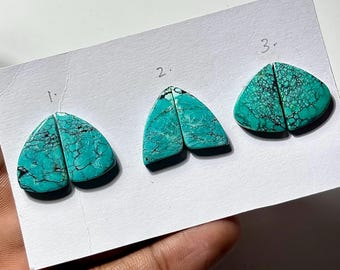 Hubei Turquoise Earring Pairs Cabochons : Mixed Shape Loose Gemstone Size 20-21mm For Jewelry Making