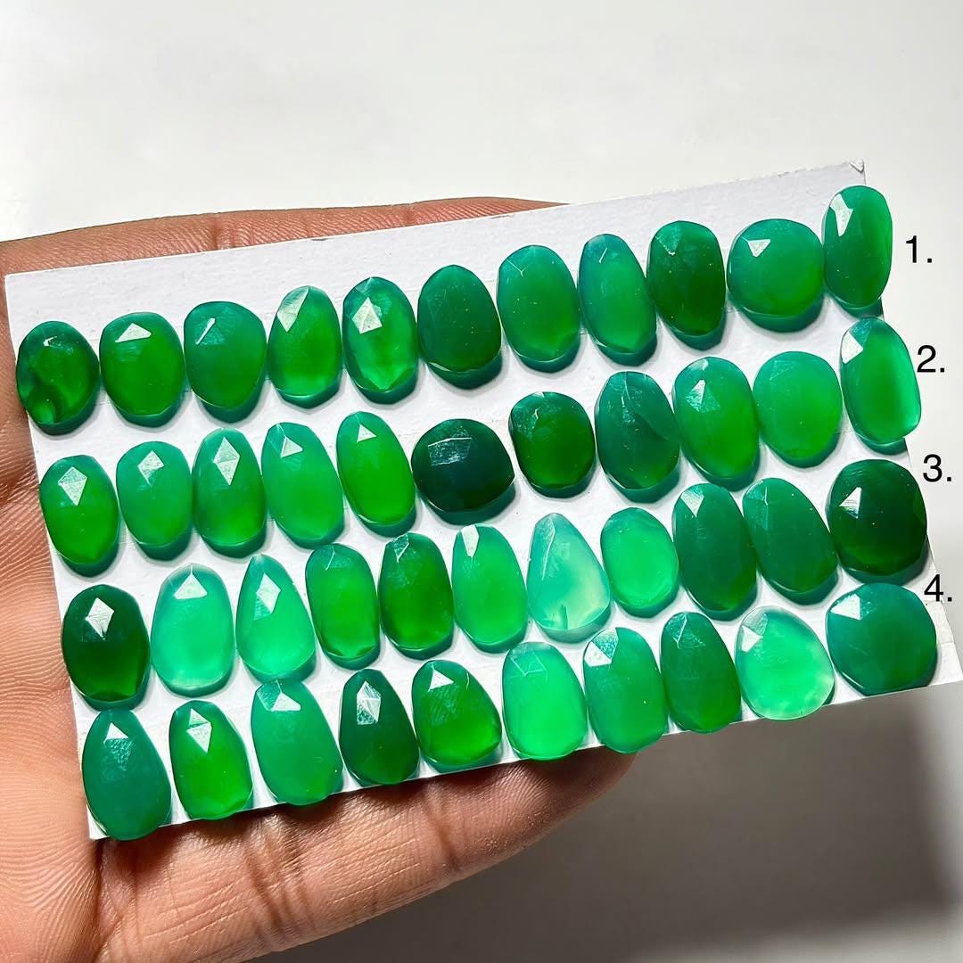 Green Onyx Rosecut Gemstone: Loose Stone 10mm-13mm for Jewelry