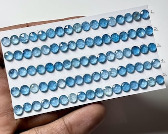 Swiss Blue Kyanite Rosecut Gemstone, 5x5mm Round Shape Loose Stone for Jewelry Making