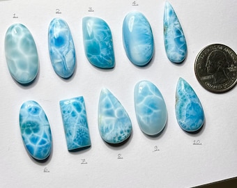 Natural Larimar Smooth Cabochon: Mixed Shape Loose Gemstone for Jewelry Making Rings Pendants