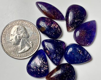 Cabujones de iolita inyectada en sangre: piedras preciosas de formas variadas (14 mm - 19 mm)