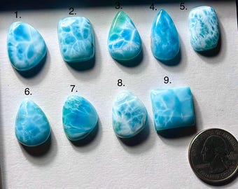 Larimar Smooth Cabochon, Loose Gemstone Size 19mm - 22mm Mixed Shape For Jewelry Making