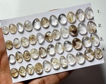 Herkimer Diamond Smooth Cabochon: Natural Herkimer Flatback Loose Gemstones For Jewelry Making