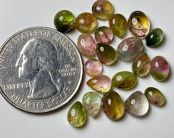 Bi Tourmaline Smooth Cabochons : Natural Tourmaline Mixed Shape Loose Gemstone For Jewelry Making