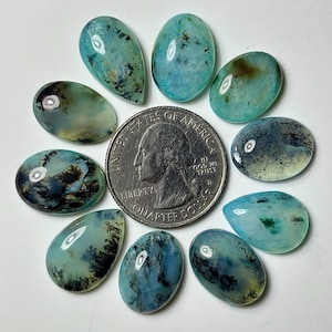 Cabochão de opala peruana: pedra preciosa solta e lisa para fabricação de joias (formato misto de 12 x 17 mm - 12 x 18 mm)