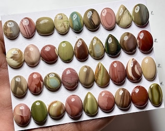 Imperial Jasper Smooth Cabochon, Mixed Shape Loose Stone Size 10mm-14mm for Jewelry Making