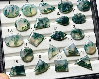 Gefacetteerd geslepen mosagaat: losse edelstenen in natuurlijke mixvorm voor het maken van sieraden