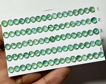 Emerald Green Kyanite Rosecut Gemstone, Round Shape 5x5mm Loose Stone for Jewelry Making