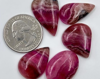 Pink Calcite Cabochons: Smooth Gemstone Mix for Jewelry Making (22-27mm Size Range