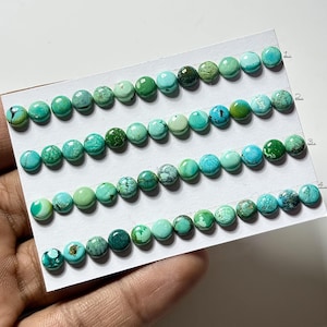 Hubei Turquoise Cabochons :  Flat Back Loose Gemstone Round Shape For Jewelry Making