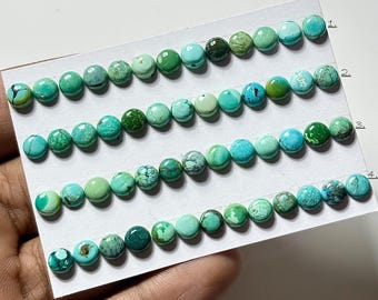 Hubei Turquoise Cabochons :  Flat Back Loose Gemstone Round Shape For Jewelry Making