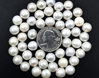 Round Freshwater Pearl Cabochon: Loose Gemstone for Jewelry Making (9x9x4mm)