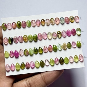 Cabujones lisos de turmalina: Piedra suelta de turmalina natural para la fabricación de joyas (tamaño 7 mm-8 mm)