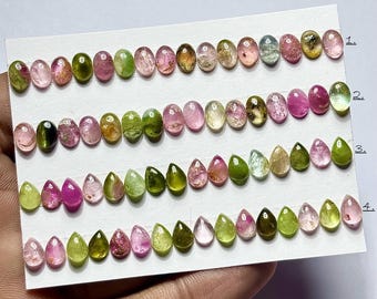 Cabujones lisos de turmalina: Piedra suelta de turmalina natural para la fabricación de joyas (tamaño 7 mm-8 mm)