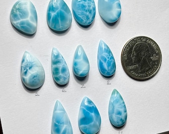 Natural Larimar Smooth Cabochon: Mixed Shape Loose Gemstone for Jewelry Making Rings Pendants