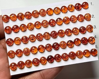 Poland Amber Smooth Cabochon: Natural Flatback Round Shape Loose Gemstones For Jewelry Making