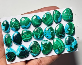 Chrysocolla Malachite Smooth Cabochons : Size 15mm-22mm Freeform Shape Loose Gemstone