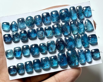 Teal Moss Kyanite Cabochons: Mixed Shape Gemstones for Jewelry