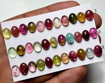 Multi Tourmaline Smooth Cabochon, Tourmaline Size 7x9mm Oval Shape Loose Gemstone, Tourmaline Cabochon, Tourmaline for Jewelry Making Rings