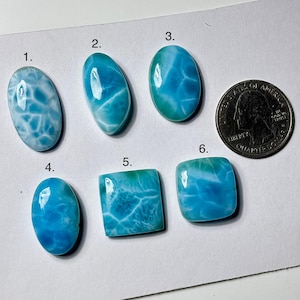 Natural Blue Larimar Cabochons : Blue Loose Stone For Jewelry Making