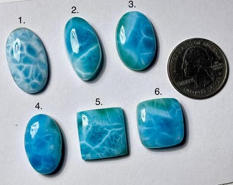 Natural Blue Larimar Cabochons : Blue Loose Stone For Jewelry Making