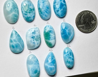 Natural Larimar Smooth Cabochon: Mixed Shape Loose Gemstone for Jewelry Making Rings Pendants
