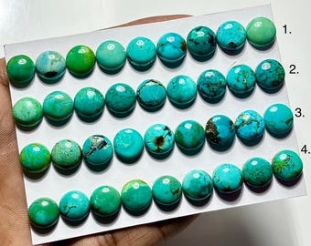 Natural Hubei Turquoise Cabochon, Size 10-12mm Round Shape Loose Gemstone for Jewelry Making